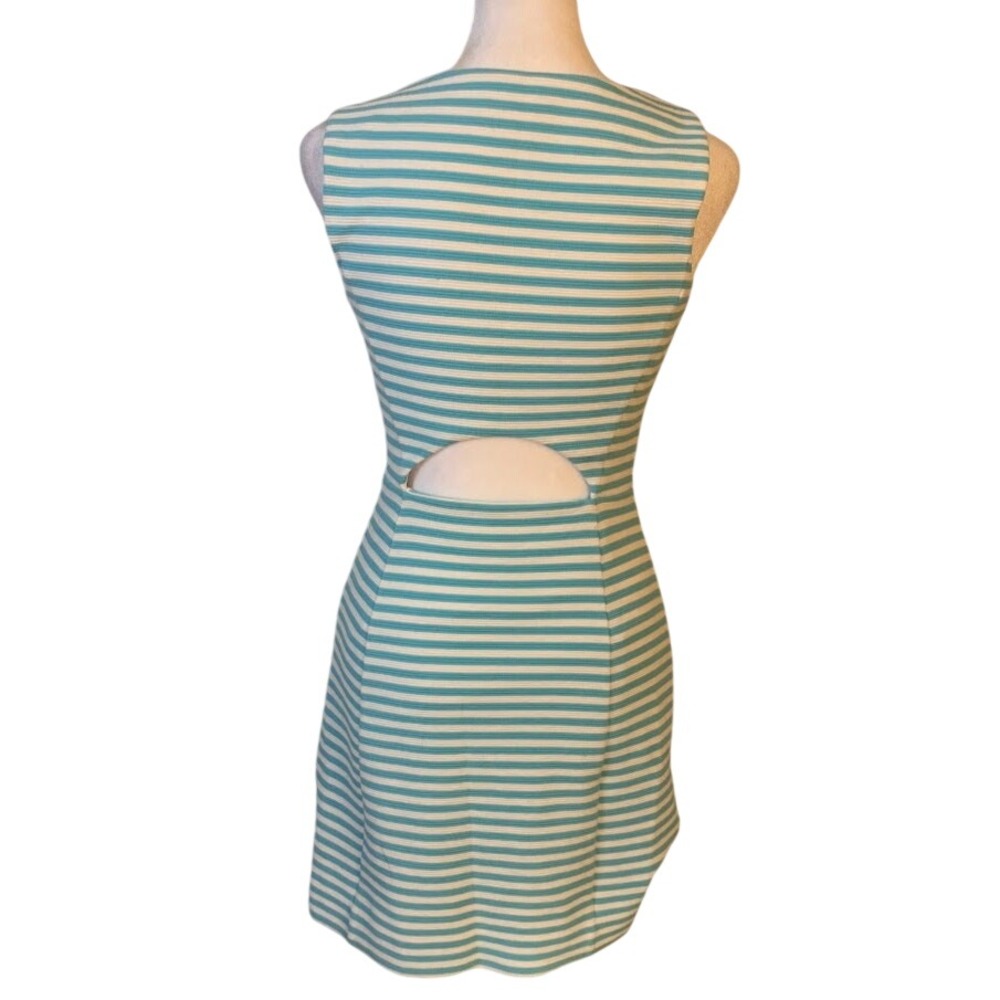 Lilly Pulitzer Striped Sheath Dress Womens XS Turquoise White Excellent Cutout - Picture 3 of 9